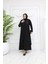 Siyah Taş Işlemeli Büyük Beden Şık Tasarım Kadın Abaya & Elbise - MF-1832 4