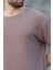 Kahverengi Bisiklet Yaka Oversize Erkek T-Shirt E7134 2