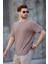 Kahverengi Bisiklet Yaka Oversize Erkek T-Shirt E7134 3