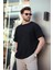 Siyah Bisiklet Yaka Oversize Erkek T-Shirt E7134 2