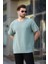 Mint Yeşili Bisiklet Yaka Oversize Erkek T-Shirt E7134 1