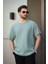 Mint Yeşili Bisiklet Yaka Oversize Erkek T-Shirt E7134 4