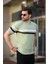 Çağla Yeşili Bisiklet Yaka Çizgili Erkek T-Shirt E7412 2