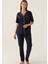Kadın Lacivert Pamuklu Modal Boydan Patlı Kısa Kol Kutulu Pijama Takımı Q8.u.8o.k2.k.a6.p.c 1