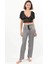 Kadın Saten Siyah Çizgili Büstiyer&pijama Alt Pijama Takımı Q.u.6o1.k.6.k3.a 3