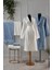%100 Pamuklu Desenli Indigo&krem 2 Bornoz&2 Yüz Havlusu&2 Banyo Havlusu 6'lı Bornoz Set Q.k.br.nz.st 2
