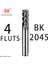 4X4X18X75 4F-BK2045 Bb Cnc Karbür Düz Uçlu Değirmen Tungsten Kesici 2 4 Flüt Metal Çelik Işleme Aracı Anahtar Yüzü Kare Yönlendirici Bit 6 8 12 Shank HRC55 (Yurt Dışından) 1