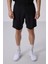 Siyah Polyester Ince Yumuşak Standart Fit Erkek Taytlı Şort - 81287 1