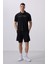 Siyah Polyester Ince Yumuşak Standart Fit Erkek Taytlı Şort - 81287 2