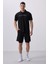 Siyah Polyester Ince Yumuşak Standart Fit Erkek Taytlı Şort - 81287 4