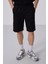 Siyah-Bej Yüzeyi Dokulu Oversize Erkek Şort - 81288 1