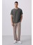 Haki Yüzeyi Dokulu Rahat Form Basic Erkek T-Shirt - 88436 3