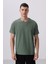 Yeşil Yüzeyi Dokulu Rahat Form Basic Erkek T-Shirt - 88436 4