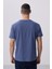 Koyu Mavi Yüzeyi Dokulu Rahat Form Basic Erkek T-Shirt - 88436 5