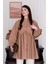 Karamel Inci Detaylı Robalı Tunik & Krem Boru Paça Pantolon Takım 3