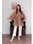 Karamel Inci Detaylı Robalı Tunik & Krem Boru Paça Pantolon Takım 4