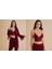 Kadın Penye Bordo Bralet&gecelik&sabahlık 4'lü Takım Kutulu Set Q5.5.3.2dkukchss 1