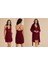 Kadın Penye Bordo Bralet&gecelik&sabahlık 4'lü Takım Kutulu Set Q5.5.3.2dkukchss 3