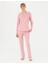 Kadın Gül Kurusu Pamuklu Modal Boydan Patlı Kutulu Pijama Takımı Q8.u.8o.k2.k.a8.p.c 4
