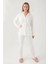 Kadın Krem Pamuklu Modal Boydan Patlı Kutulu Pijama Takımı Q8.u.8o.k2.k.a8.p.c 1