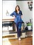 Kadın Lacivert Saten Biyeli Önden Düğmeli Pijama Takımı Q.3u.1o5.k.6.ka 1
