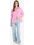 %100 Keten Oversize Geniş Kalıp Basic Düz Pembe Uzun Kollu Gömlek Z6638AZ25SP 2