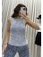Fitilli Bluz Halter Yaka Basic Soluk Efektli 1
