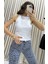 Fitilli Bluz Halter Yaka Basic-Beyaz 2