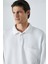 Sımplyfy Erkek Polo Yaka Uzun Kollu Oversize Düğmeli Beyaz Sweatshirt 3