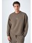 PLEMON Erkek Bisiklet Yaka Uzun Kol Baskı Detaylı Oversize Koyu Kahverengi Sweatshirt 1
