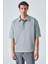 Jucka Erkek Kısa Kollu Çıtçıt Kapamalı Oversize Fit Polo Yaka Gri T-Shirt 1