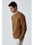 OLLIE Erkek Bisiklet Yaka Regular Uzun Kollu Nakış Detaylı Koyu Kahverengi Sweatshirt 3