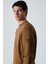 OLLIE Erkek Bisiklet Yaka Regular Uzun Kollu Nakış Detaylı Koyu Kahverengi Sweatshirt 4
