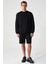 OLLIE Erkek Bisiklet Yaka Regular Uzun Kollu Nakış Detaylı Siyah Sweatshirt 2