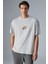 Mongolıa Erkek Baskı Detaylı Organik Pamuk Bisiklet Yaka Kısa Kol Comfort Bej T-Shirt 1