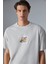 Mongolıa Erkek Baskı Detaylı Organik Pamuk Bisiklet Yaka Kısa Kol Comfort Bej T-Shirt 5