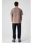 Khary Erkek Nakış Detaylı Organik Pamuk Oversize Bisiklet Yaka Vizon T-Shirt 5