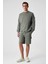 OLLIE Erkek Bisiklet Yaka Regular Uzun Kollu Nakış Detaylı Haki Sweatshirt 2