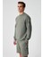 OLLIE Erkek Bisiklet Yaka Regular Uzun Kollu Nakış Detaylı Haki Sweatshirt 3