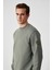 OLLIE Erkek Bisiklet Yaka Regular Uzun Kollu Nakış Detaylı Haki Sweatshirt 4