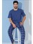Erkek Bisiklet Yaka 3 Düğmeli Desenli Modal Kısa Kol Cepli Pijama Takımı 1