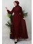 Damla Şifon Elbise Bordo 2