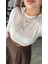 Ekru Sıfır Yaka Yarı Transparan Bluz 3