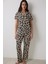 Leopar Chally Gömlek Pantolon Çok Renkli Pijama Takımı 1