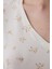 Bloom Printed Ekru Tişört Pijama Üstü 3
