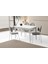 Ortadan Açılır Büyüyen 80 x 130 cm Beyaz Ahşap Salon Yemek Masa Suna Gri Sandalye Takımı 4 Sandalyeli 1