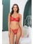 Büyük Beden C Kap Cup Kırmızı Kalpli Brode Tül Iç Çamaşır Takımı (Bralette Sütyen&tanga) 3