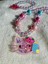 Kız Çocuk Hello Kitty Figürlü Lastikli Sim Payetli Boncuk Kolye Kelebekli Parlak Bileklik Kolye Seti 2