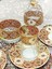Altın Bordo Desenli Cam Porselen Çay Seti 6 Kişilik Tea Set For 6 Persons Premium Porcelain 3