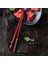 Çok Kullanımlık Bambu Kırmızı Desenli Chopstick | Tekrar Kullanılabilir ve Yıkanabilir Bambu Chopstick | Kore Çin Japon Yemek Çubukları | 22,5 cm 2